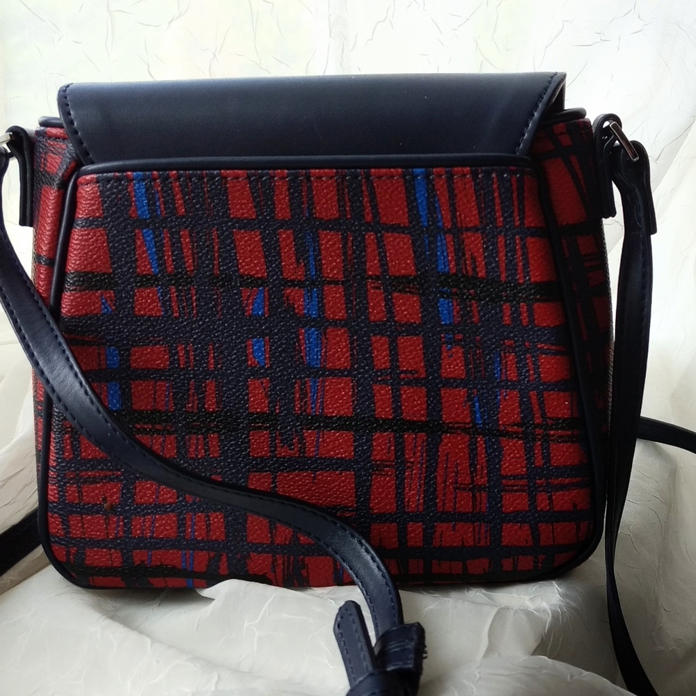 Vera Bradley Small Crossbody Bag Navy & Red Art Plaid - Picture 3 of 9